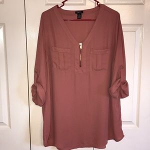 Rue 21 Mauve 3/4 Zip Blouse